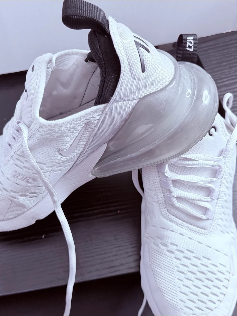 Nike Kids White and Black Air270 Sneakers